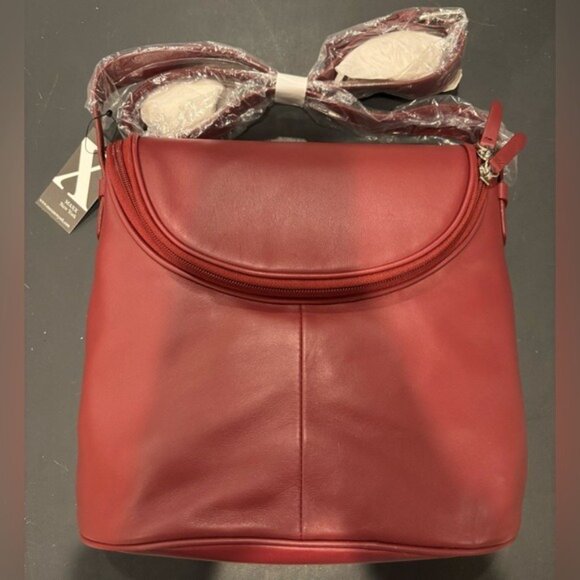 Vintage Red Maxx New York Soft Leather‎ Organizer Zip Top Bag Purse NWT - Picture 3 of 10